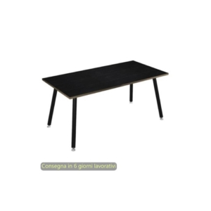 Scrivania piano Nero venato frassino 160x80xh.74,4 cm gamba metallo tubolare Nero opaco Skinny Metal - 6403-DJA-8C-AQ