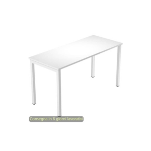 Scrivania antibatterica piano Bianco 120x60xh.72,5 cm gamba sezione quadrata metallo Bianco linea VenereP60 @674-3-AN