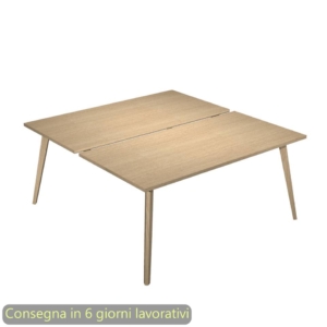 Scrivania bench doppia piano Rovere 120x80xh.74,4 cm gamba rastremata in legno Rovere Woody - 6404B-DKA-C-AQ