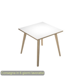 Scrivania piano Bianco 80x80xh.74,4 cm gamba rastremata in legno Rovere linea Woody Artexport - 6401-DKA-3C-AQ