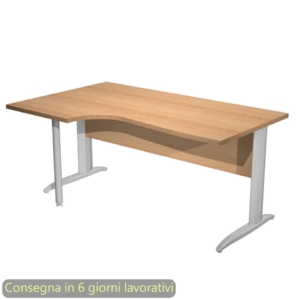 Scrivania angolare sinistra piano Faggio 160x60/80/100xh.72 cm gamba a L metallo cromato Presto Compact - 009K211/6/AR