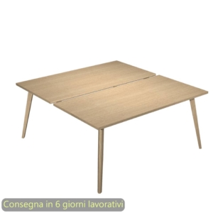 Scrivania bench doppia piano Rovere 180x80xh.74,4 cm gamba rastremata in legno Rovere Woody - 6405B-DKA-C-AQ