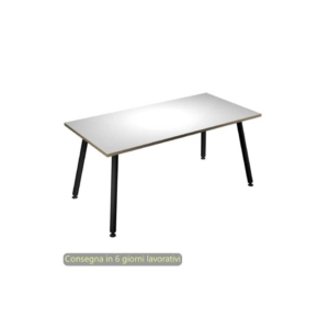 Scrivania piano Bianco 140x80xh.74,4 cm gamba metallo tubolare Nero opaco linea Skinny Metal Artexport - 6402-DJA-3C-AQ
