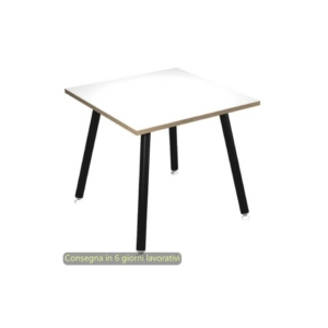 Scrivania piano Bianco 80x80xh.74,4 cm gamba metallo tubolare Nero opaco linea Skinny Metal Artexport - 6401-DJA-3C-AQ