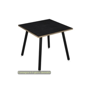 Scrivania piano Nero venato frassino 80x80xh.74,4 cm gamba metallo tubolare Nero opaco Skinny Metal - 6401-DJA-8C-AQ