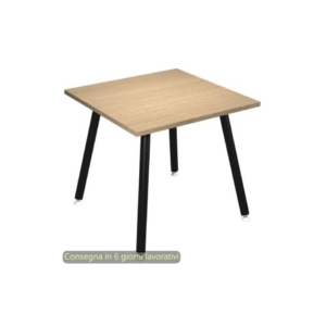 Scrivania piano Rovere 80x80xh.74,4 cm gamba metallo tubolare Nero opaco linea Skinny Metal Artexport - 6401-DJA-C-AQ