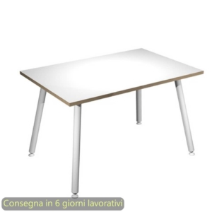 Scrivania piano Bianco 120x80xh.74,4 cm gamba metallo tubolare Bianca linea Skinny Metal Artexport - 6404-DJA-3C-AN