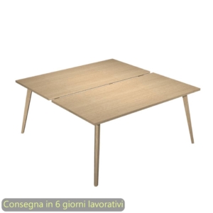 Scrivania bench doppia piano Rovere 140x166xh.74,4 cm gamba rastremata legno Rovere Woody Artexport - 6402B-DKA-C-AQ