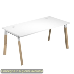 Scrivania piano Bianco 160x80xh.72,5 cm gamba inclinata legno e metallo Bianco Artexport piano Bianco - W160-3-AM
