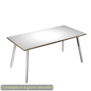 Scrivania piano Bianco 160x80xh.74,4 cm gamba metallo tubolare Bianca linea Skinny Metal Artexport - 6403-DJA-3C-AN