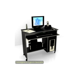 Scrivania su ruote con 2 vani a giorno + ripiano estraibile 92x45xh.76 cm Artexport piano Nero - 006/8
