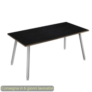 Scrivania piano Nero venato frassino 160x80xh.74,4 cm gamba metallo tubolare Bianca Skinny Metal - 6403-DJA-8C-AN