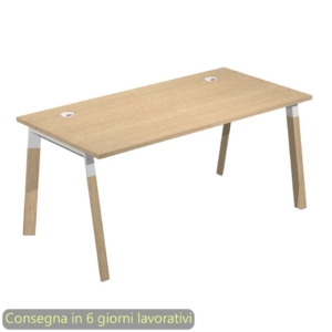 Scrivania piano Rovere 180x80xh.72,5 cm gamba inclinata legno e metallo Bianco Artexport piano Rovere - W180-C-AM