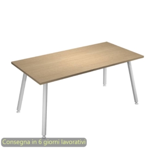 Scrivania piano Rovere 180x80xh.74,4 cm gamba metallo tubolare Bianca linea Skinny Metal Artexport - 6405-DJA-C-AN