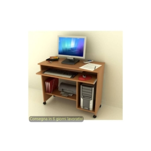 Scrivania su ruote con 2 vani a giorno + ripiano estraibile 92x45xh.76 cm Artexport piano Noce chiaro - 006/4