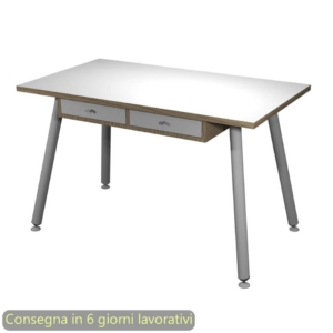 Scrivania gambe in metallo Artexport 120x60xh.74,4cm Bianco/Rovere con sottopiano con 2 cassetti - 206-DJB-AN
