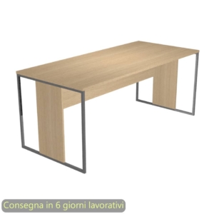 Scrivania piano Rovere 180x80xh.74,4 cm gamba a pannello con anello in metallo Antracite Blade Artexport - 415-C-AF