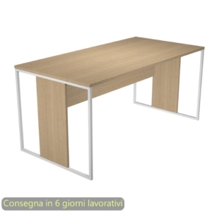Scrivania piano Rovere 160x80xh.74,4 cm gamba a pannello con anello in metallo Bianco linea Blade Artexport - 413-C-AN