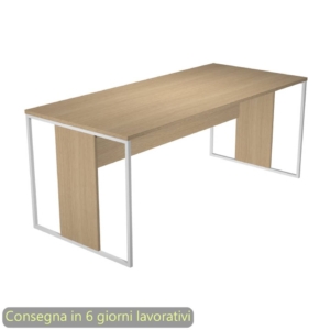 Scrivania piano Rovere 180x80xh.74,4 cm gamba a pannello con anello in metallo Bianco linea Blade Artexport - 415-C-AN