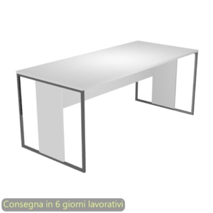 Scrivania piano Bianco 180x80xh.74,4 cm gamba a pannello con anello in metallo Antracite Blade Artexport - 415-3-AF