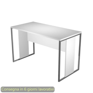 Scrivania piano Bianco 120x60xh.74,4 cm gamba a pannello con anello in metallo Antracite Blade Artexport - 484-3-AF