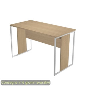 Scrivania piano Rovere 120x60xh.74,4 cm gamba a pannello con anello in metallo Bianco linea Blade Artexport - 484-C-AN