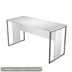 Scrivania piano Bianco 140x60xh.74,4 cm gamba a pannello con anello in metallo Antracite Blade Artexport - 482-3-AF