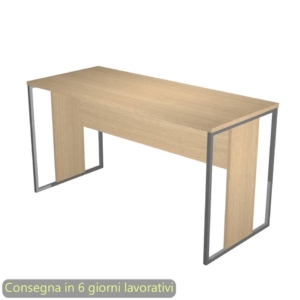 Scrivania piano Rovere 140x60xh.74,4 cm gamba a pannello con anello in metallo Antracite Blade Artexport - 482-C-AF