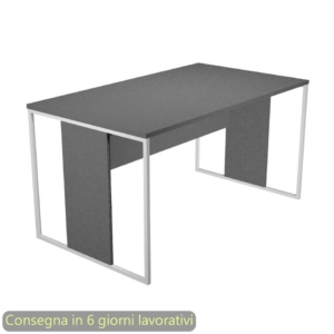 Scrivania piano Antracite 140x80x74,4 cm gamba a pannello con anello in metallo Bianco linea Blade Artexport - 412-T-AN