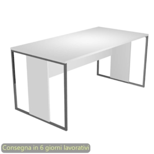 Scrivania piano Bianco 160x80xh.74,4 cm gamba a pannello con anello in metallo Antracite Blade Artexport - 413-3-AF