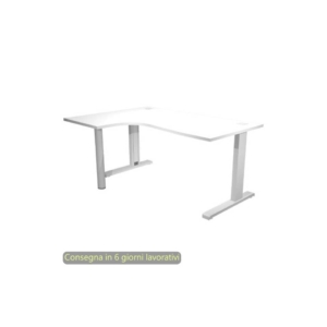 Scrivania angolare sinistra piano Bianco 160x120/80/60xh.73 cm gamba ad L metallo Grigia Flex Artexport - URB/T-CP18SX/3
