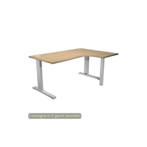 Scrivania angolare destra piano Rovere 160x120/80/60xh.73 cm gamba ad L metallo Grigia Flex Artexport - URB/T-CP18DX/C