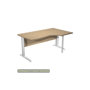 Scrivania angolare destra piano Rovere 160x60/80/100xh.72 cm gamba ad L metallo Grigio Presto Compact - 008K211/C/AA