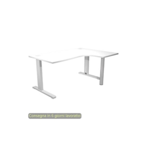 Scrivania angolare destra piano Bianco 160x120/80/60xh.73 cm gamba ad L metallo Grigia Flex Artexport - URB/T-CP18DX/3