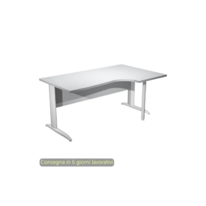 Scrivania angolare destra piano Grigio 160x60/80/100xh.72 cm gamba ad L metallo Bianco opaco Presto Compact 008K211/9/AN