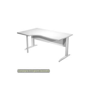 Scrivania angolare sinistra piano Bianco 160x60/80/100xh.72 cm gamba a L metallo Grigio Presto Compact - 009K211/3/AA