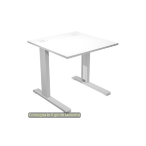 Scrivania piano Bianco 80x80xh.73 cm gamba ad L in metallo Grigio alluminio linea Flex Artexport - URB/T-80/3