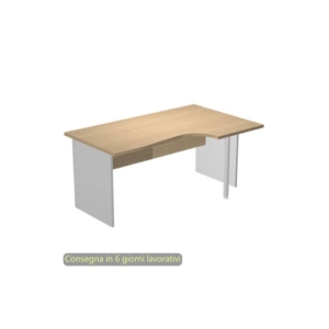 Scrivania angolare destra piano Rovere 160x60/80/100xh.72 cm gamba a pannello in melaminico Grigio Presto Compact