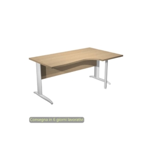 Scrivania angolare destra piano Rovere 160x60/80/100xh.72 cm gamba ad L metallo Bianco opaco Presto Compact 008K211/C/AN