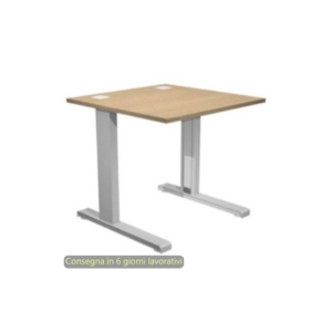Scrivania piano Rovere 80x80xh.73 cm gamba ad L in metallo Grigio alluminio linea Flex Artexport - URB/T-80/C
