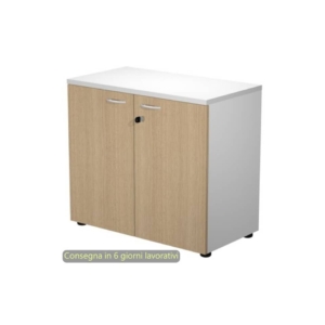 Mobile basso con serratura Presto 80x44xh.72 cm - struttura Grigia ante Rovere Artexport - 530-67M/C