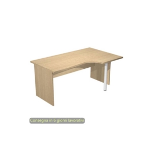 Scrivania angolare destra piano Rovere 160x60/80/100xh.72 cm gamba a pannello in melaminico Presto Compact - 008PAN11/C