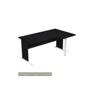Scrivania angolare destra Nero Frassino 160x60/80/100xh.72 cm gamba a pannello e piede metallico Presto Compact 008L11/8