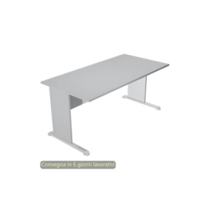 Scrivania piano Grigio 140x80xh.72 cm gamba a pannello in tinta con piede metallico linea Presto Artexport 002L/9
