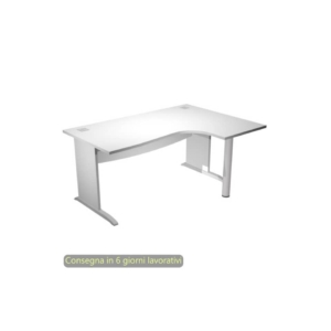 Scrivania angolare destra piano Bianco 180x120/80/60xh.73 cm gamba ad L in melaminico Compact Flex - JPL/CP18DX/3