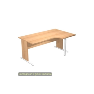 Scrivania angolare destra piano Faggio 160x60/80/100xh.72 cm gamba a pannello e piede metallico Presto Compact 008L11/6