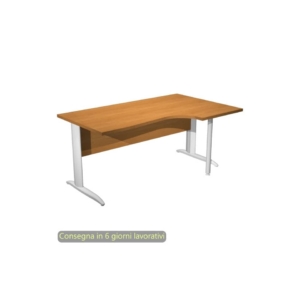 Scrivania angolare destra Noce chiaro 160x60/80/100xh.72 cm gamba ad L metallo Bianco opaco Presto Compact 008K211/4/AN
