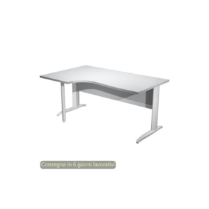 Scrivania angolare sinistra piano Grigio 160x60/80/100xh.72 cm gamba a L metallo Bianco - Presto Compact - 009K211/9/AN