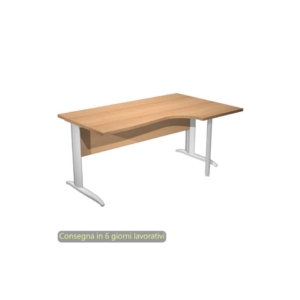 Scrivania angolare destra piano Faggio 160x60/80/100xh.72 cm gamba ad L metallo Grigio Presto Compact - 008K211/6/AA