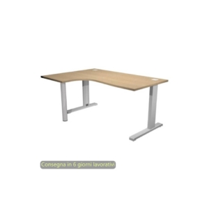 Scrivania angolare sinistra piano Rovere 160x120/80/60xh.73 cm gamba ad L metallo Grigia Flex Artexport - URB/T-CP16SX/C